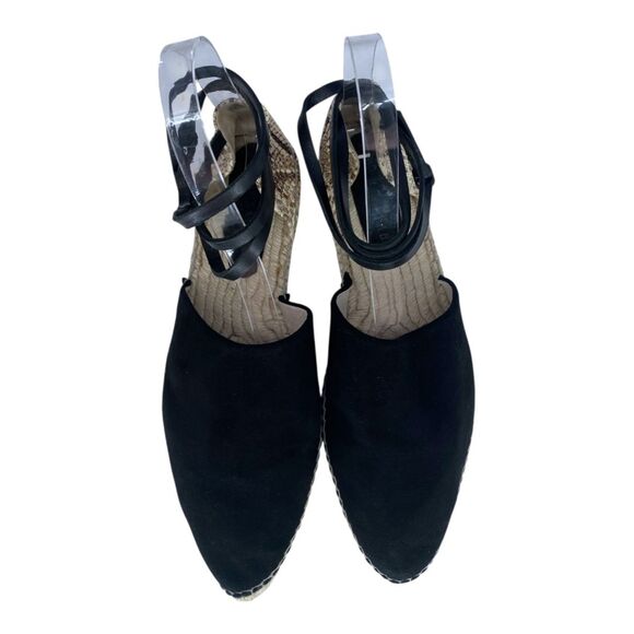 Freda Salvador Aria Angle Wrap Espadrille Black Suede Snakeskin 41 - Picture 2 of 12